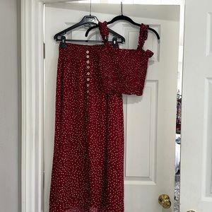 SHEIN Red Dotted Skirt Set